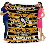 custom pittsburgh penguins layered florals yellow white quilt blanket best selling