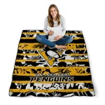 custom pittsburgh penguins layered florals yellow white quilt blanket best selling