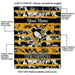 custom pittsburgh penguins layered florals yellow white quilt blanket best selling