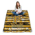 custom pittsburgh pirates layered florals black white quilt blanket best selling