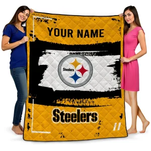 custom pittsburgh steelers grunge patch gold white quilt blanket best selling