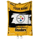 custom pittsburgh steelers grunge patch gold white quilt blanket best selling