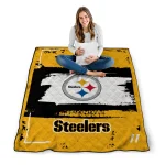 custom pittsburgh steelers grunge patch gold white quilt blanket best selling