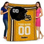 custom pittsburgh steelers helmet theme gold quilt blanket best selling