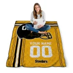 custom pittsburgh steelers helmet theme gold quilt blanket best selling