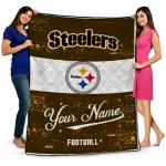 custom pittsburgh steelers hibiscus burst gold white quilt blanket best selling