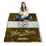 custom pittsburgh steelers hibiscus burst gold white quilt blanket best selling