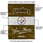 custom pittsburgh steelers hibiscus burst gold white quilt blanket best selling