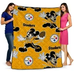 custom pittsburgh steelers mickey football gold quilt blanket best selling