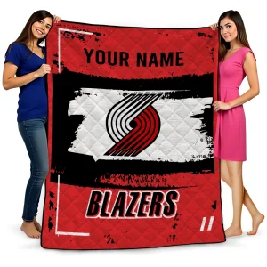 custom portland trail blazers grunge patch red white quilt blanket best selling