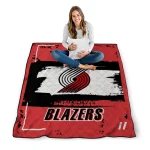 custom portland trail blazers grunge patch red white quilt blanket best selling