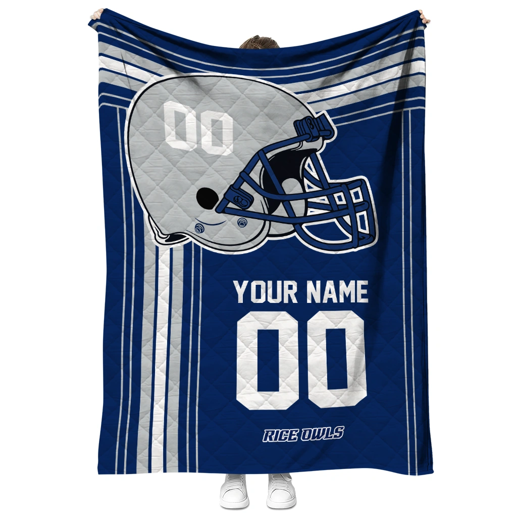custom rice owls helmet theme navy blue quilt blanket fashion forward custom rice owls helmet theme navy blue quilt blanket fashion forward