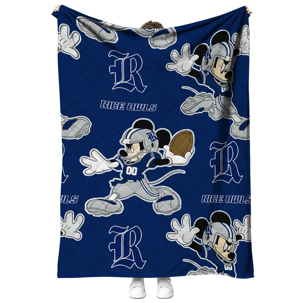 custom rice owls mickey football navy blue quilt blanket fashion forward custom rice owls mickey football navy blue quilt blanket fashion forward