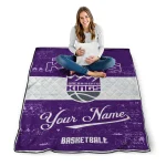 custom sacramento kings helmet fan purple white quilt blanket best selling