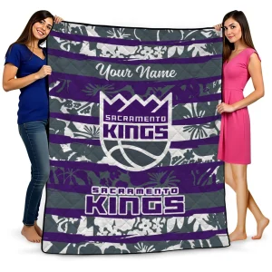 custom sacramento kings layered florals purple white quilt blanket best selling