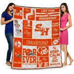 custom sam houston bearkats helmet passion orange quilt blanket best selling