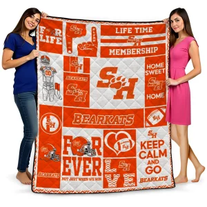 custom sam houston bearkats helmet passion orange quilt blanket best selling