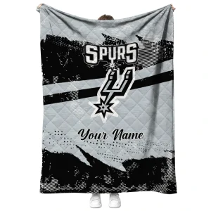 custom san antonio spurs brushstroke layers silver quilt blanket fashion forward