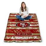 custom san francisco 49ers layered florals red white quilt blanket best selling