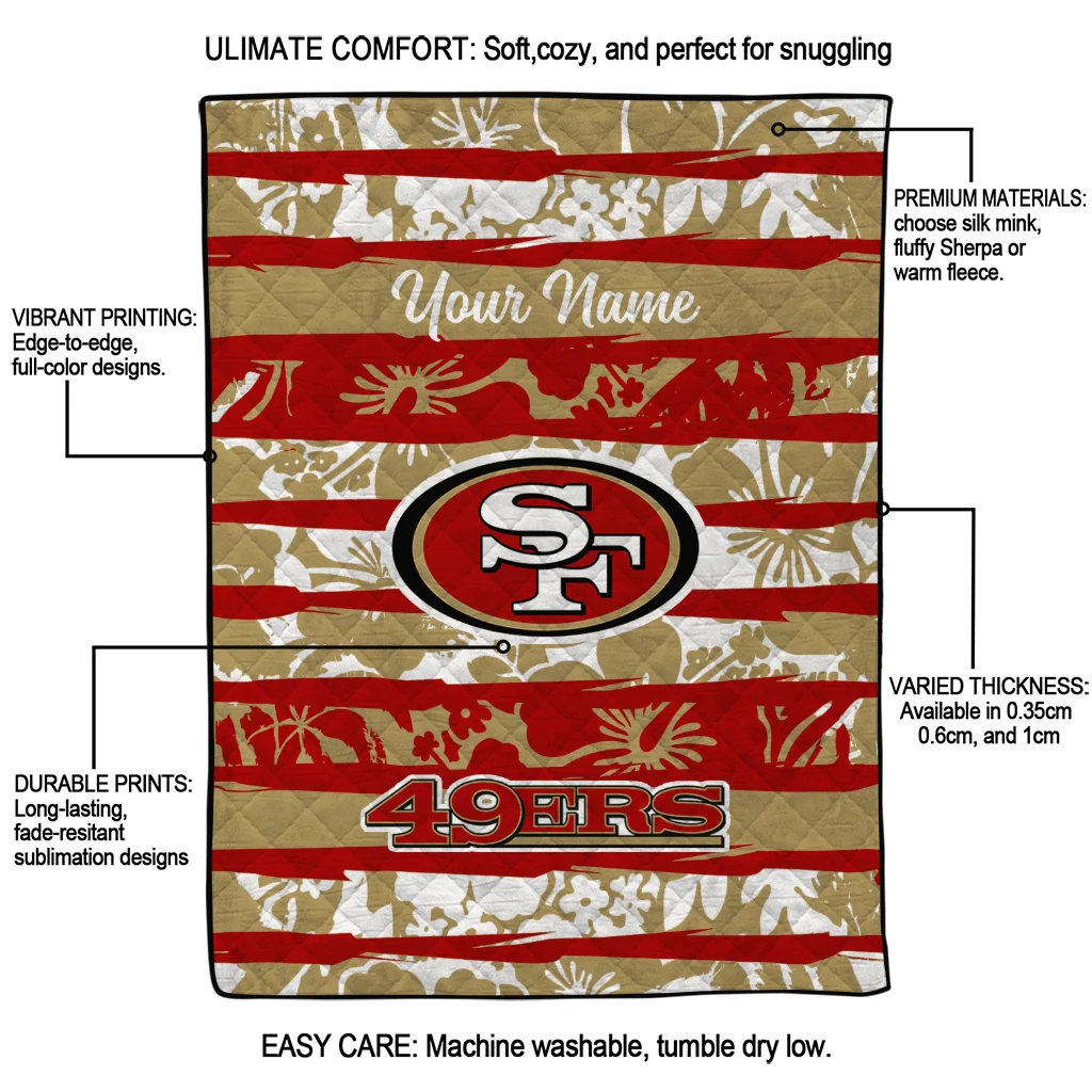 custom san francisco 49ers layered florals red white quilt blanket latest model custom san francisco 49ers layered florals red white quilt blanket latest model