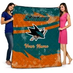 custom san jose sharks brushstroke layers teal quilt blanket best selling