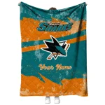 custom san jose sharks brushstroke layers teal quilt blanket best selling