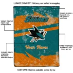 custom san jose sharks brushstroke layers teal quilt blanket best selling
