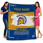 custom san jose state spartans grunge patch blue white quilt blanket best selling