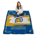 custom san jose state spartans grunge patch blue white quilt blanket best selling