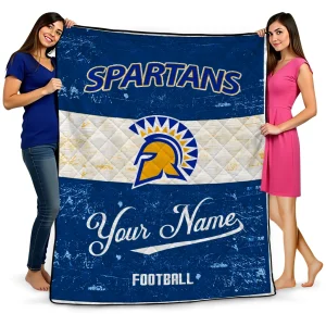 custom san jose state spartans hibiscus burst blue white quilt blanket best selling