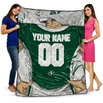 custom saskatchewan roughriders player sketch green gray quilt blanket best selling