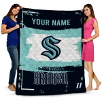 custom seattle kraken grunge patch blue white quilt blanket best selling