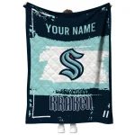 custom seattle kraken grunge patch blue white quilt blanket best selling