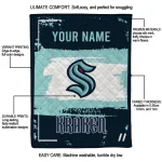 custom seattle kraken grunge patch blue white quilt blanket best selling