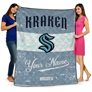 custom seattle kraken pinstripe lines blue white quilt blanket best selling