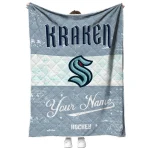 custom seattle kraken pinstripe lines blue white quilt blanket best selling