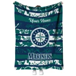 custom seattle mariners layered florals navy blue white quilt blanket best selling
