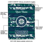 custom seattle mariners layered florals navy blue white quilt blanket best selling