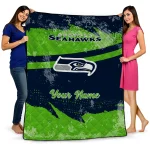 custom seattle seahawks brushstroke layers blue quilt blanket best selling