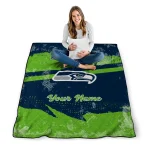 custom seattle seahawks brushstroke layers blue quilt blanket best selling