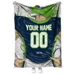 custom seattle seahawks player sketch blue gray quilt blanket best selling