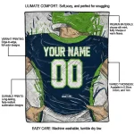 custom seattle seahawks player sketch blue gray quilt blanket best selling