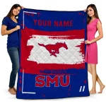 custom smu mustangs grunge patch blue white quilt blanket best selling