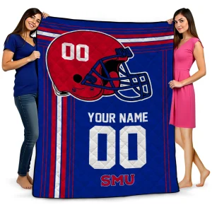 custom smu mustangs helmet theme blue quilt blanket best selling