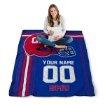 custom smu mustangs helmet theme blue quilt blanket best selling