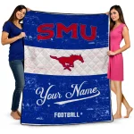 custom smu mustangs hibiscus burst blue white quilt blanket best selling