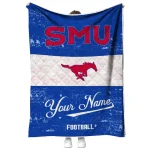 custom smu mustangs hibiscus burst blue white quilt blanket best selling