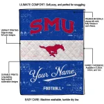 custom smu mustangs hibiscus burst blue white quilt blanket best selling