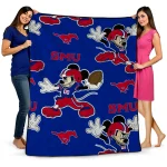 custom smu mustangs mickey football blue quilt blanket best selling