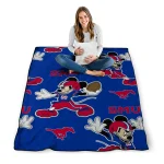custom smu mustangs mickey football blue quilt blanket best selling